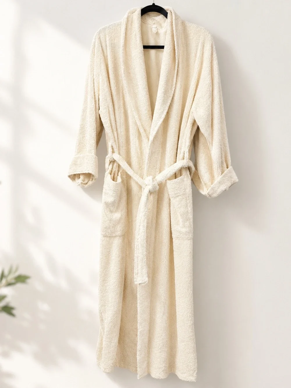 J.Crew Ivory Terry Plush Bath Robe Long Belted White Cozy Loungewear Small